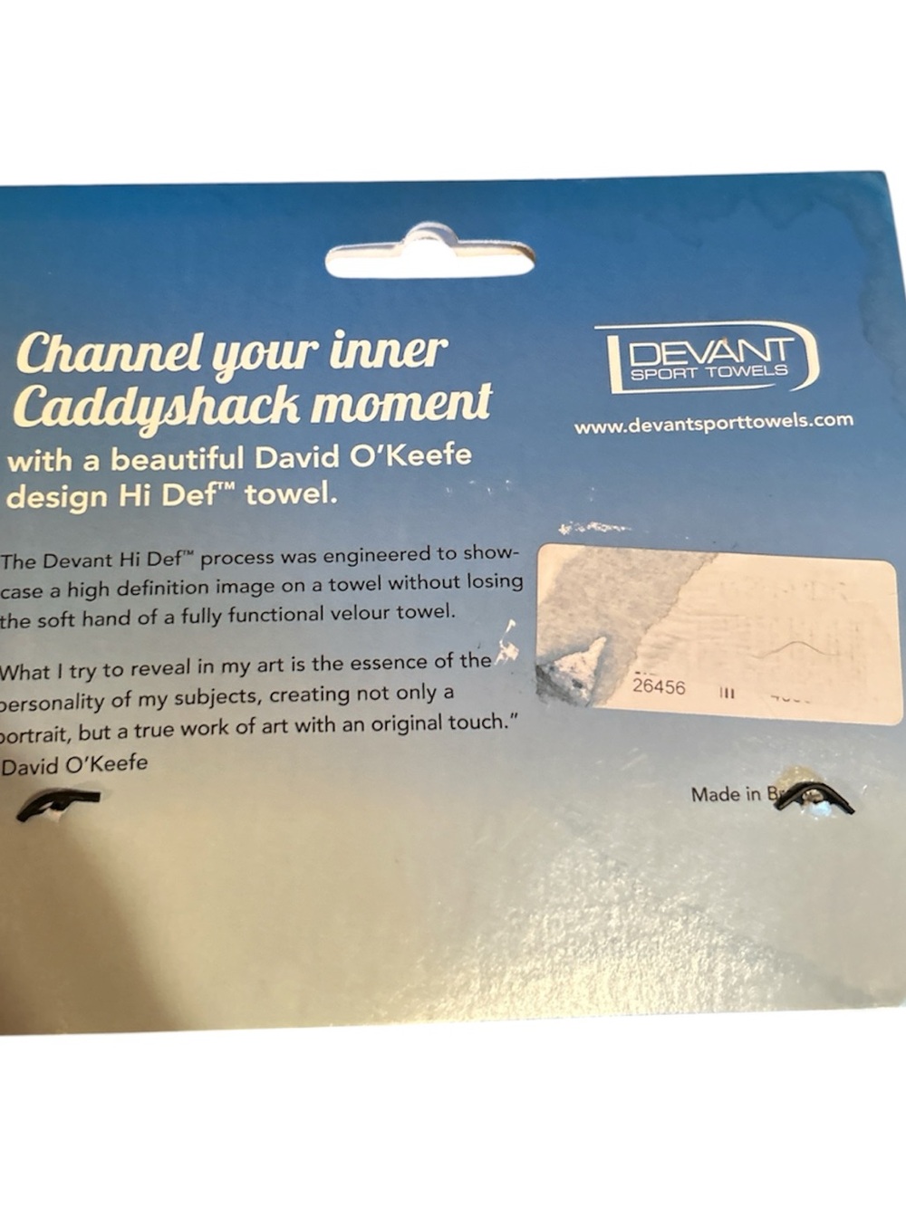 NWT Caddyshack CINDERELLA STORY DEVANT GOLF TOWEL DAVID O'KEEFE - Picture 6 of 6